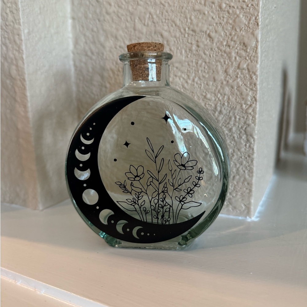 Glass Moon Phase Bottle with Cork